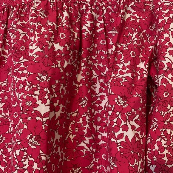 Women's J.Crew Size M Button-front Ruffleneck Popover in Blushing Meadow Cotton - Picture 3 of 5